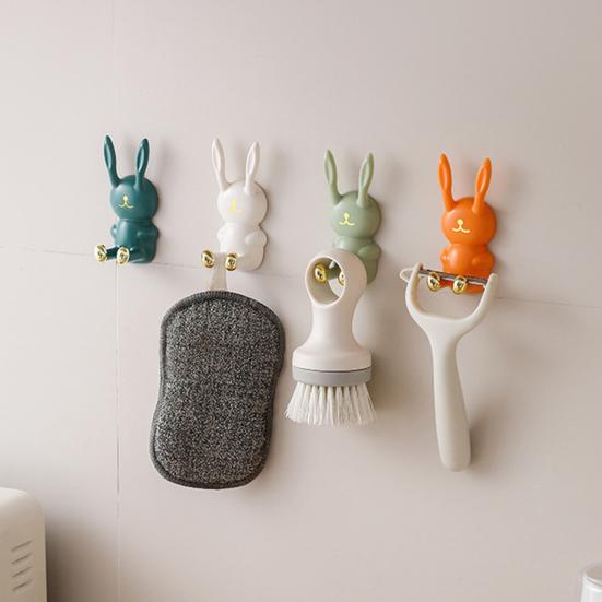 Cartoon Bunny Shape Toothbrush Holder Strong Load-bearing Easy To Install Wall-Mounted Hook Toothbrush Organizer Bathroom Decoration