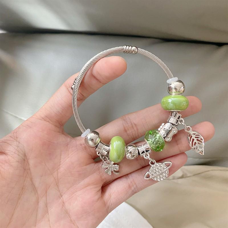 Panjia Dora Women's Stainless Steel Beaded Bracelet - European American Versatile Luxury Jewelry