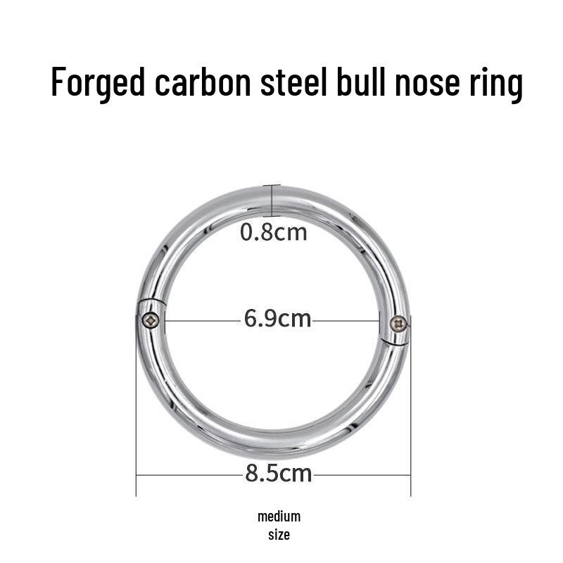 Stainless Steel & Carbon Steel Bull Nose Breeding Traction Ring and Pliers for Cattle Restraint.