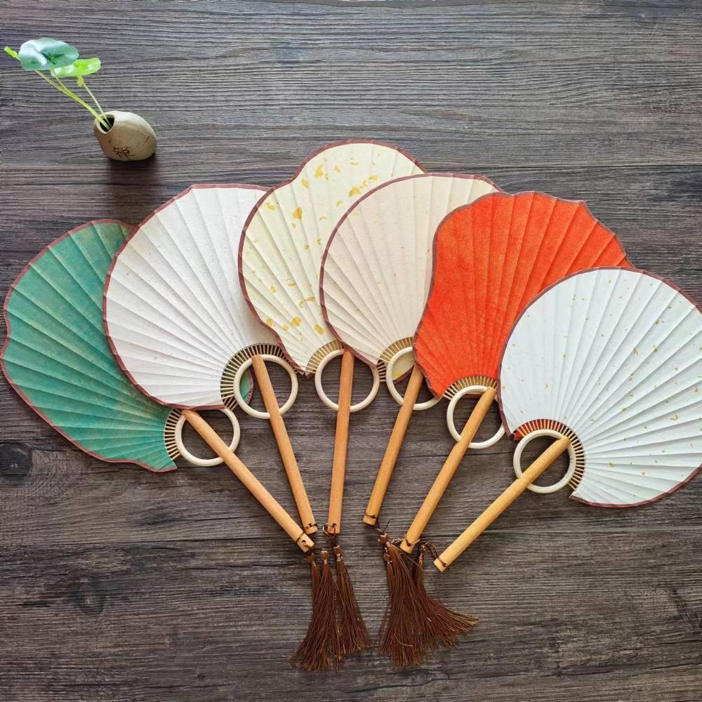 

Vintage DIY Xuan Paper Fan Classical Round Fan Portable Hand Painted Fan Painting Style A-4