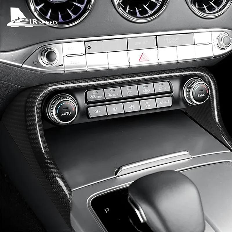 Prawdziwa Pokrywa z Włókna Węglowego Do Kia Stinger 2018      Samochód z Kierownicą po Lewej Stronie Centralna Ramka Klimatyzacji Akcesoria do Wnętrza