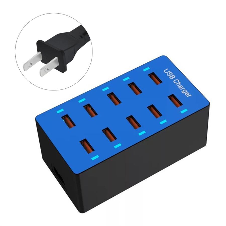 10-Port USB Charger Dock Hub Station with Fast Charging for Cell Phone Watch New