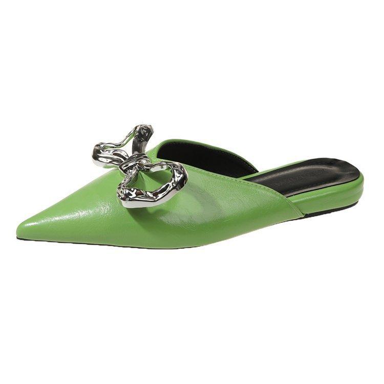 Новые заостренные тапочки Baotou на плоском каблуке Half Tuo с галстуком-бабочкой сандалии на плоской подошве для ношения женской обуви на открытом воздухе 35 2494₽