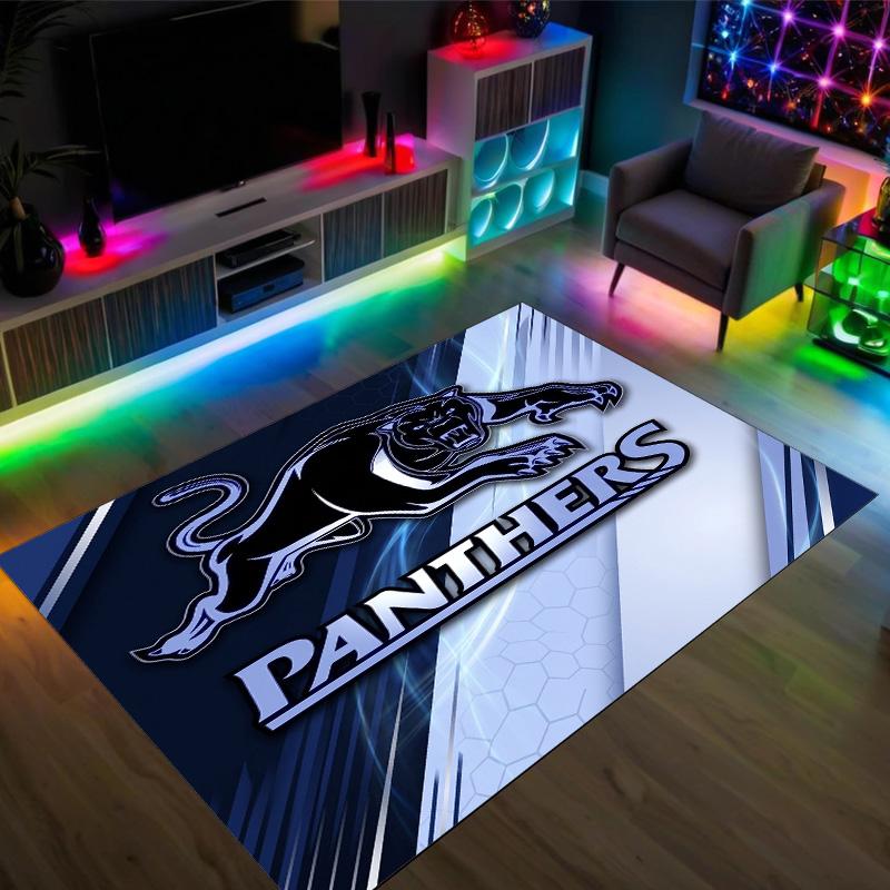 Penrith Panthers Design Kristall Samt Teppich Gemütlich Non?Rutschfester Teppich mit Aufdruck für Schlafzimmer Wohnzimmer Eingang