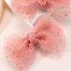 2pcs Double-layer Mesh Bow Hairpin  Bling Sparkly Sequin Mesh Bow Hairpins For Girls Children Boutique Barrette Hair Accessories