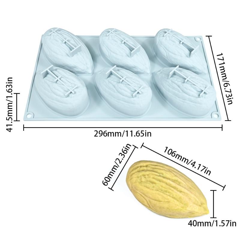 

6Cell Silicone Chocolate Mousse Cake Mold Coffee Bean Pistachio Pecan Shape for Baking Home Dessert Pastry Kitchen