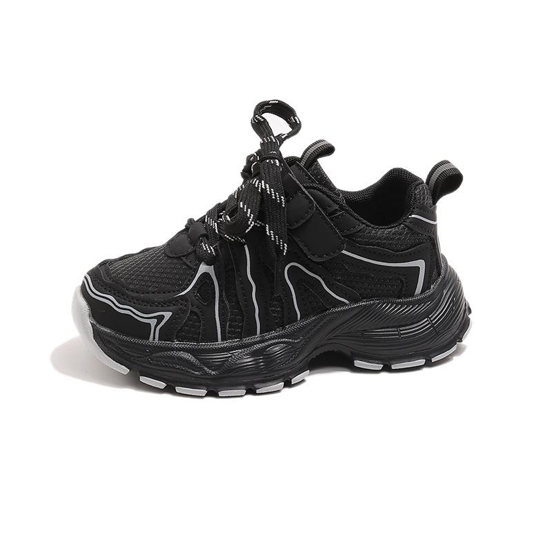 Children's shoes 2025 autumn boys leather waterproof embossed comfortable dad shoes girls student running sneakers tide