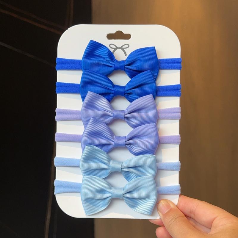 6Pcs/Set Solid Color Kids Headwear Elastic Hair Bands for Baby Cute Ribbon Bowknot Headband Infant Girls Hair Accessories