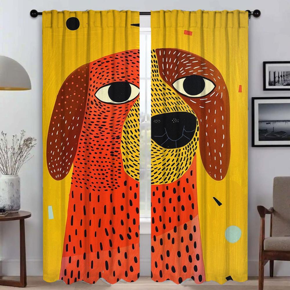 Portrait of a Dog Modern Living Room Curtains for Camera Partition Tulle for Bedroom Halloween Decoration Home Interior Curtains