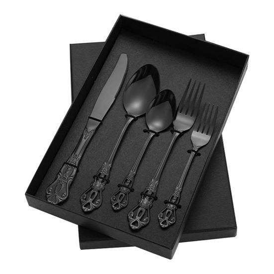 5PCS Tableware Set Stainless Steel Flatware Durable Corrosion Resistant Utensils Elegant Design Cutlery for Dinner Party
