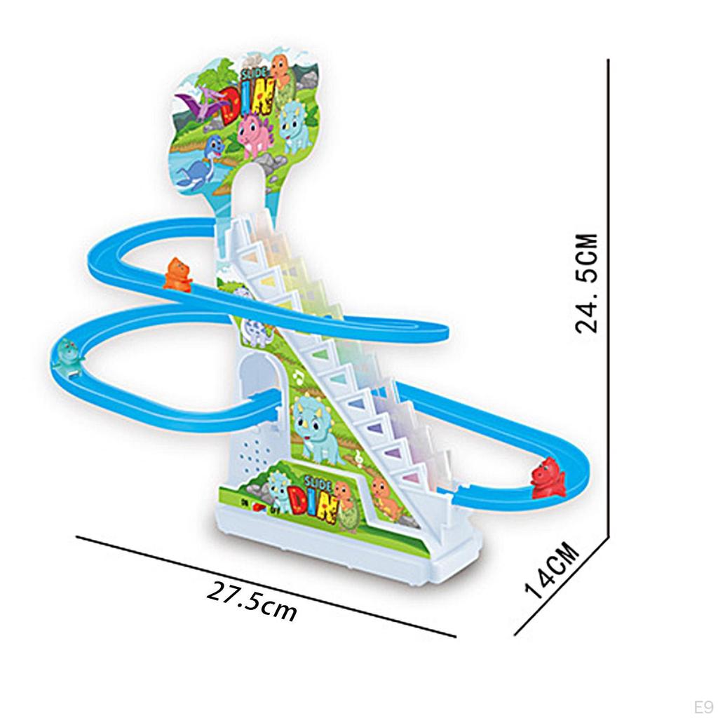 Dinosaur Slide Toy Set Easy to Carry Funny Indoor Chasing Playset Roller Coaster