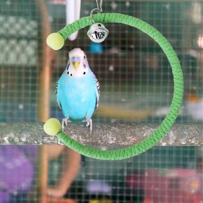 Columpio para Loro con Campana Juguetes Trepadores Cuerda de Algodón Colorida Pájaro Colgante Trenzado Juguete para Masticar para Loros Pequeños y Medianos