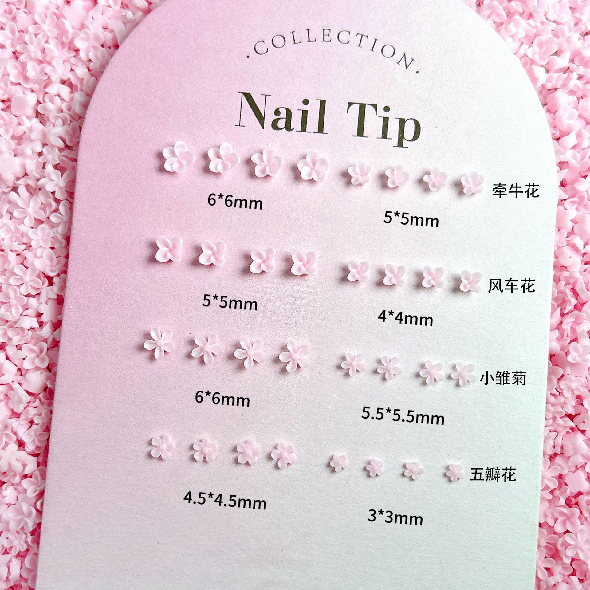 Hot Selling New Resin Macaron Small Flower Nail Art Accessories DIY Handmade Wearable Nail Parts Five-petal flower mixed s розовый