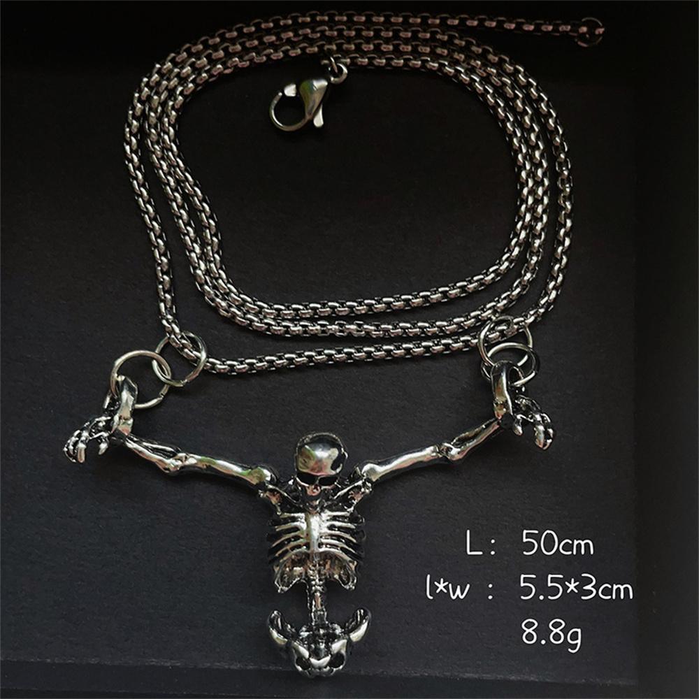 

Punk Skull Necklace Captivity Skull Pendant Bicycle Rock Jewelry Gift For Men And Women Zinc No Gems 50cm