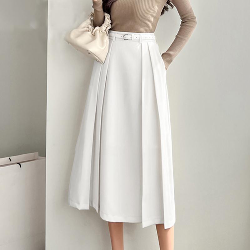 

ZANZEA Женские летние повседневные однотонные свободные миди-юбки S белый