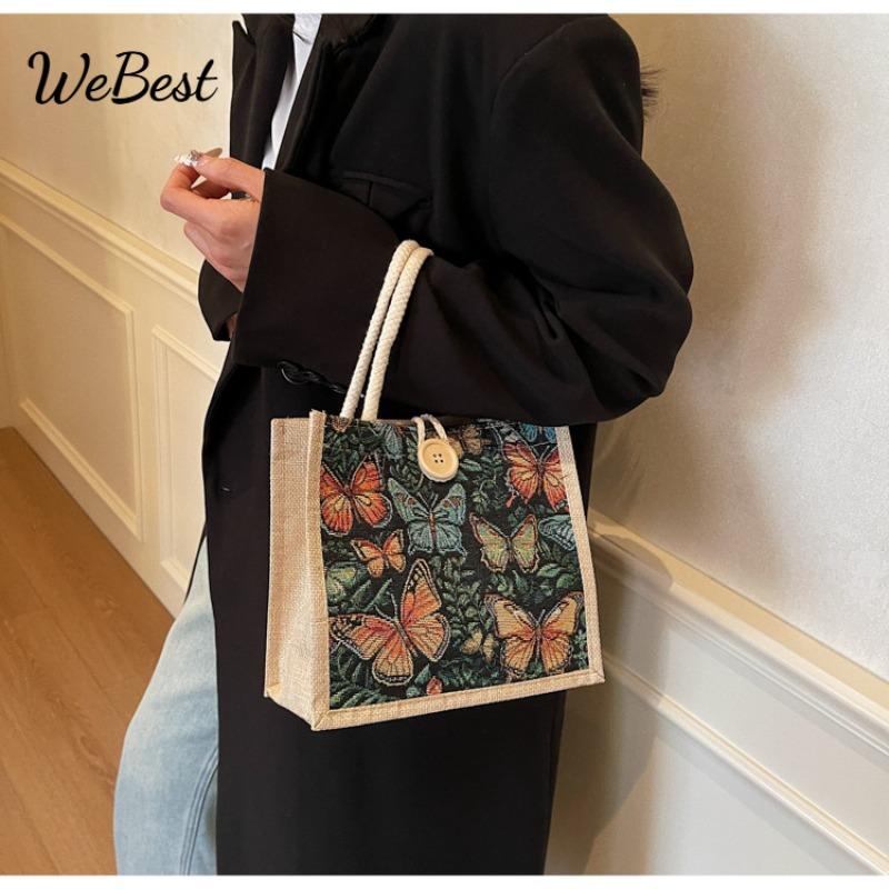 

Trendy Lunch Box Tote Bag with Handmade Linen Design