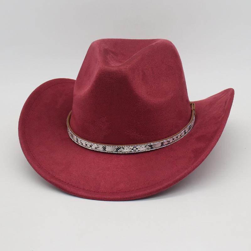 White Leather Textured Tibetan Woolen Hat Men'S And Women'S Wide-Brimmed American Top Hat Western Cowboy Hat Jackson Jazz Hat