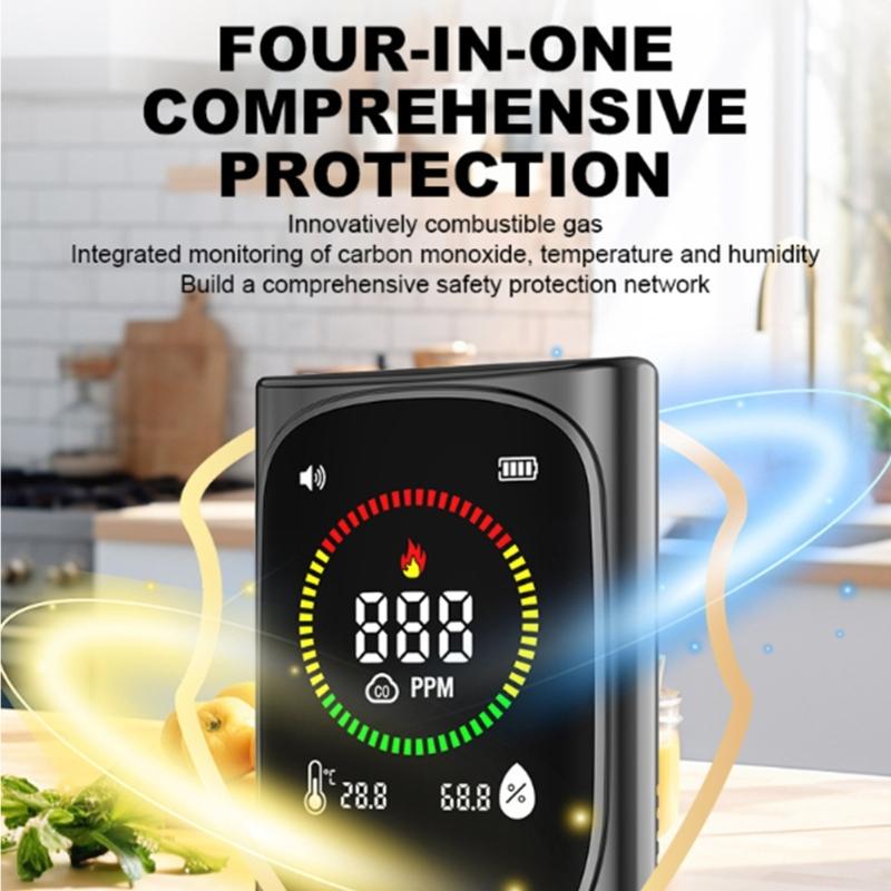 Realtime Monitoring Carbon Monoxide Detector With High Sensitivity Sensors For Kitchen Bathroom Bedroom & Garage Safety