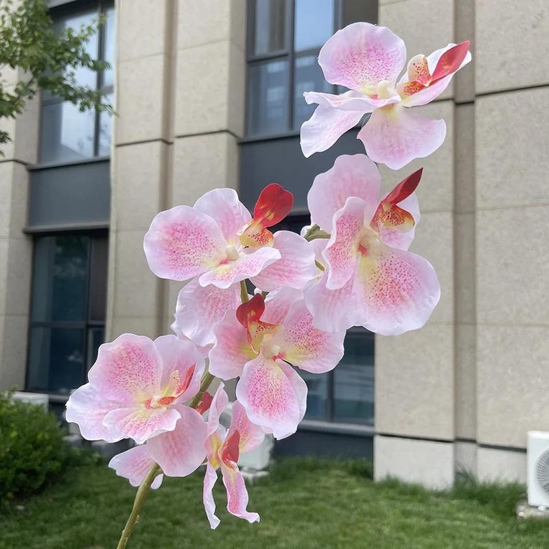 9 Heads Vanda Orchids Artificial Flowers Faux Silk Flowers for Wedding Home Decor Photography Props