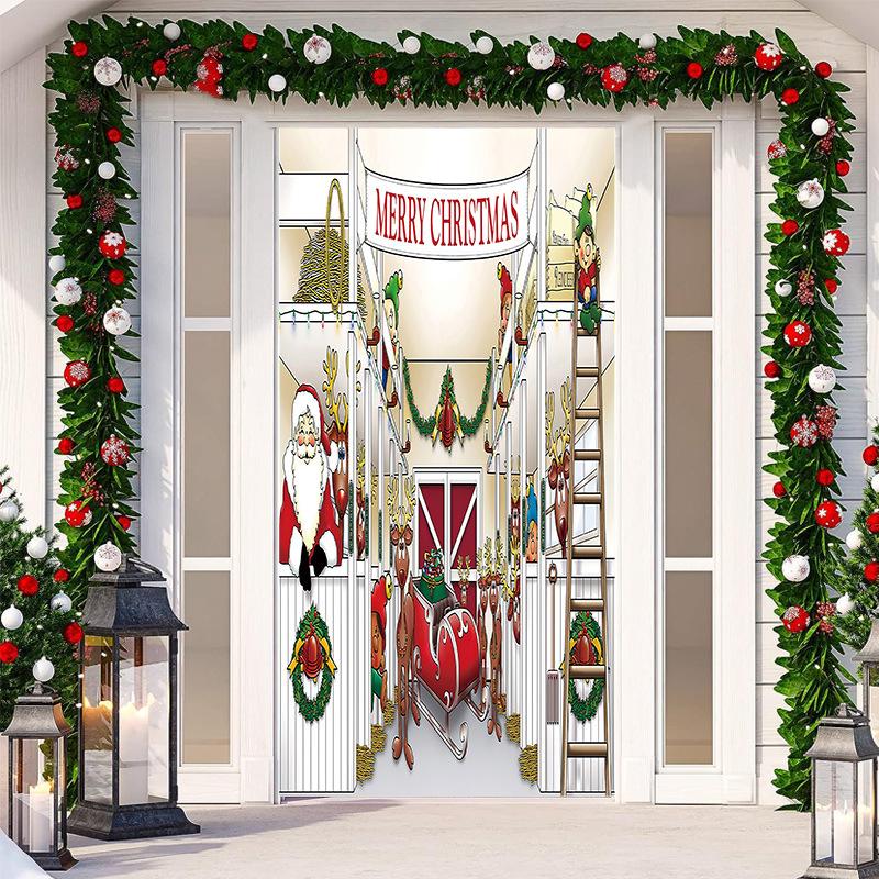 Christmas Door Tapestry: Hanging Cloth Decoration for Festivals & Parties