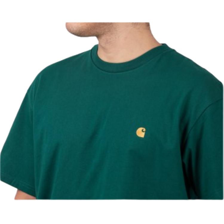 Carhartt WIP Einfarbiges Rundhals-Kurzarm-T-Shirt Herren Oberteile Dunkelgrün I026391-1YW-XX