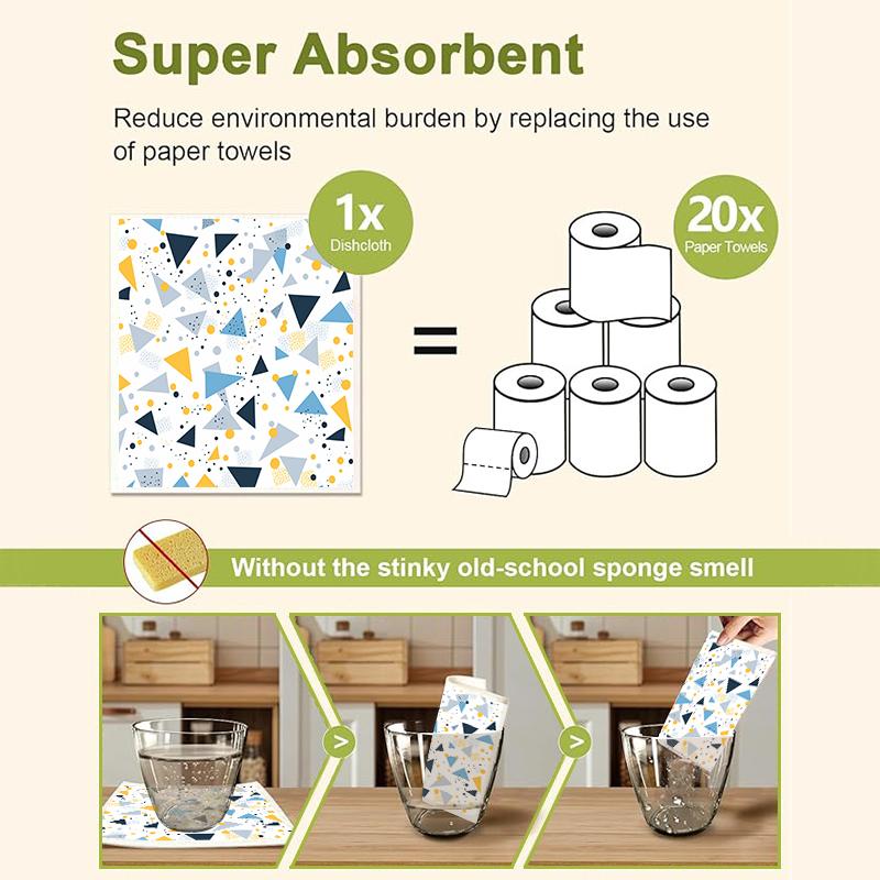 6PCS Swedish Dishcloths Eco-Friendly Kitchen Rags Absorbent Dish Towels Reusable Washable Cleaning Cloths