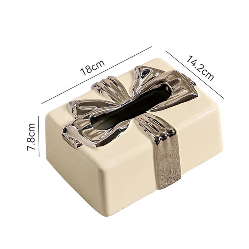Bow Tie Ceramic Tissue Box Cover Modern Home Decor Hotel Dining Table Tissue Paper Boxes Living Room Decoration Accessories