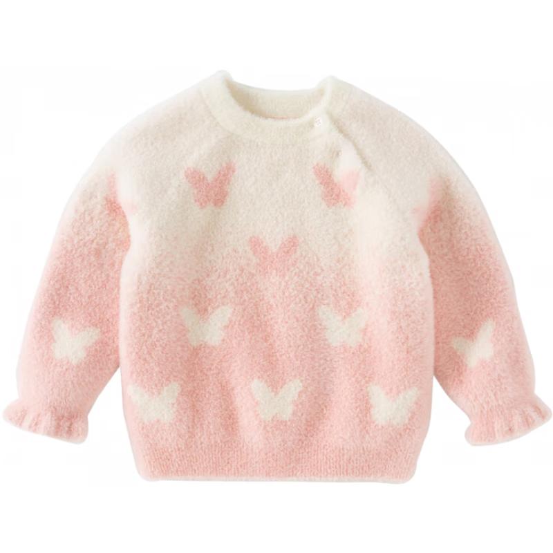 

DAVE&BELLA Girls Faux Mink Gradient Knitted Pullover Sweater 120cm