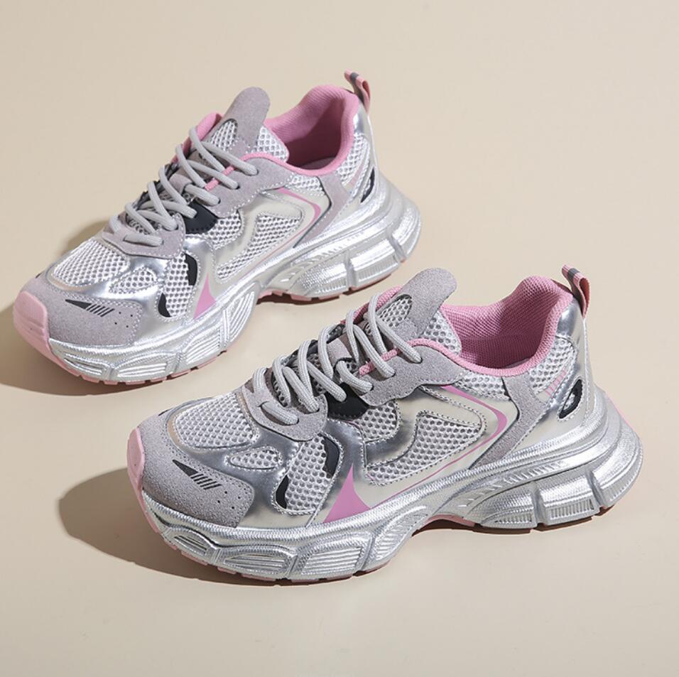 Модные ретро женские кроссовки на вулканизированной платформе повседневные женские сетчатые дышащие кроссовки для бега и ходьбы массивные летние спортивные туфли 35 розовый 2980₽