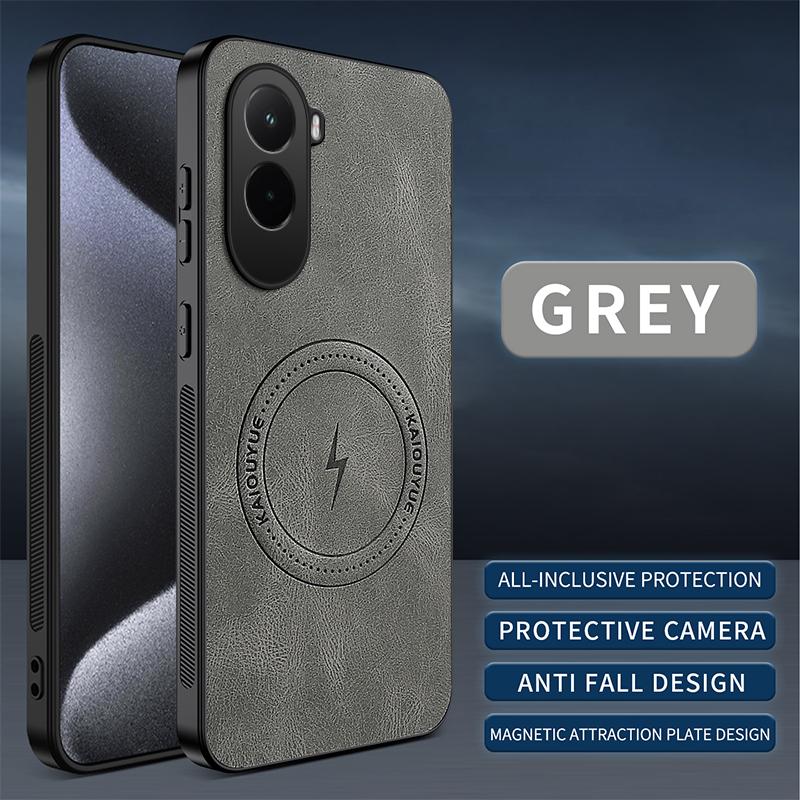 Luxury Leather Texture Wireless Charging Magnetic Case For Xiaomi Poco M7 PocoM7 4G ShockProof Phone Cover