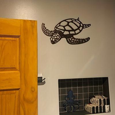 1pc Metal Sea Turtle Wall Art - Handcrafted Coastal Charm for Indoor Living Room Decor - Nautical Beach Theme Artistic Accent
