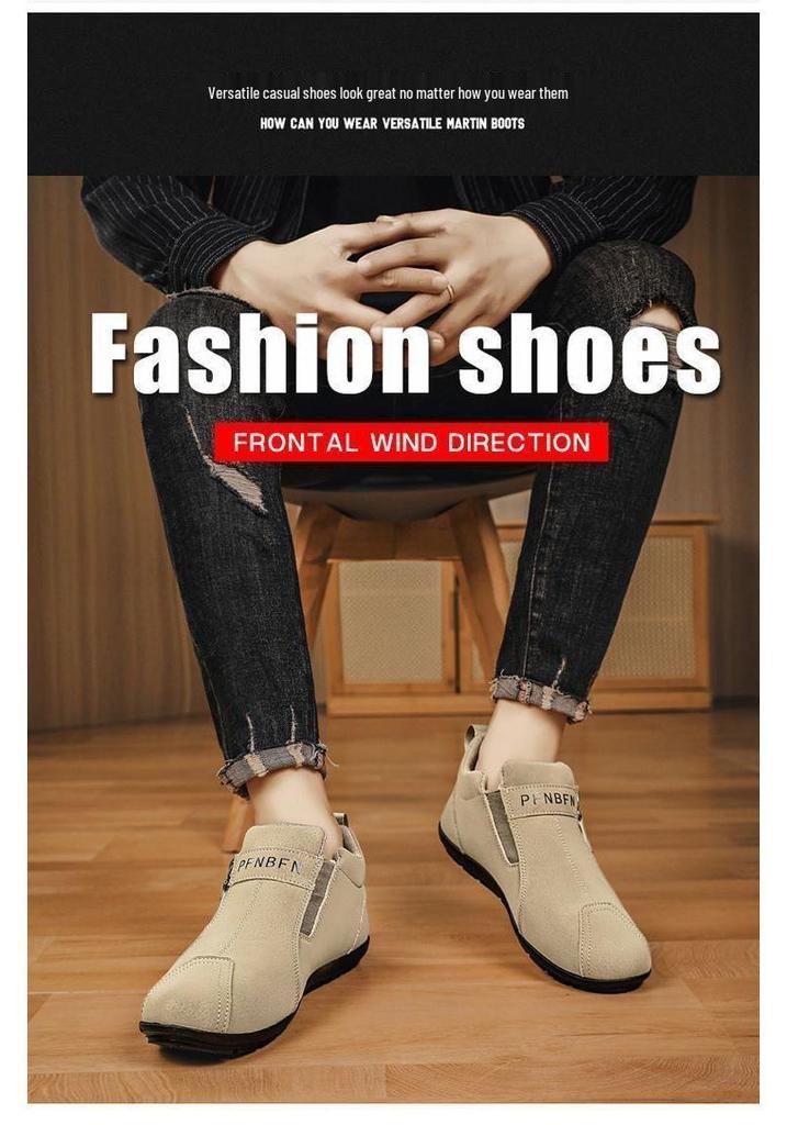 Men's Lightweight Mid-Top Slip-On Casual Shoes - Versatile, Fashionable, Wear-Resistant, and Anti-Slip Flats