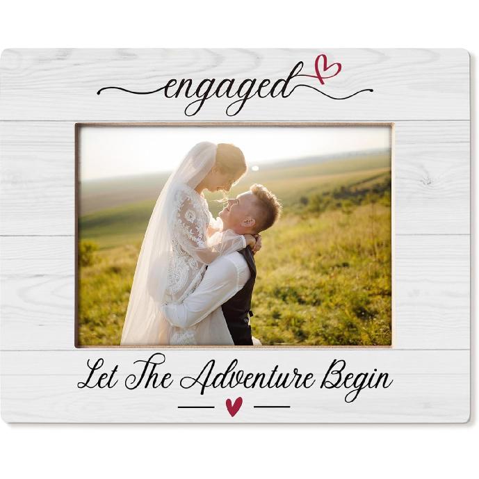 Engagement Picture Photo Frame 5x7, Just Engaged Gifts, Let the Adventure Begin Engagement, Newly Engaged Gifts for Couple, Engagement Gift, Wedding