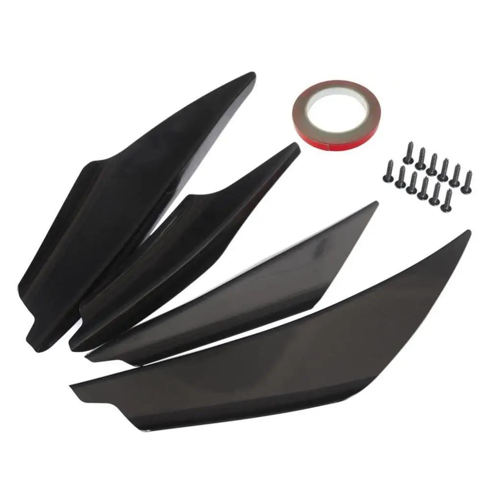 4Pcs Carbon Fiber Auto Front Bumper Body Lip Canards Splitter Trim Kits Universal Car Front Bumpers Spoilers Set Scratch Strip