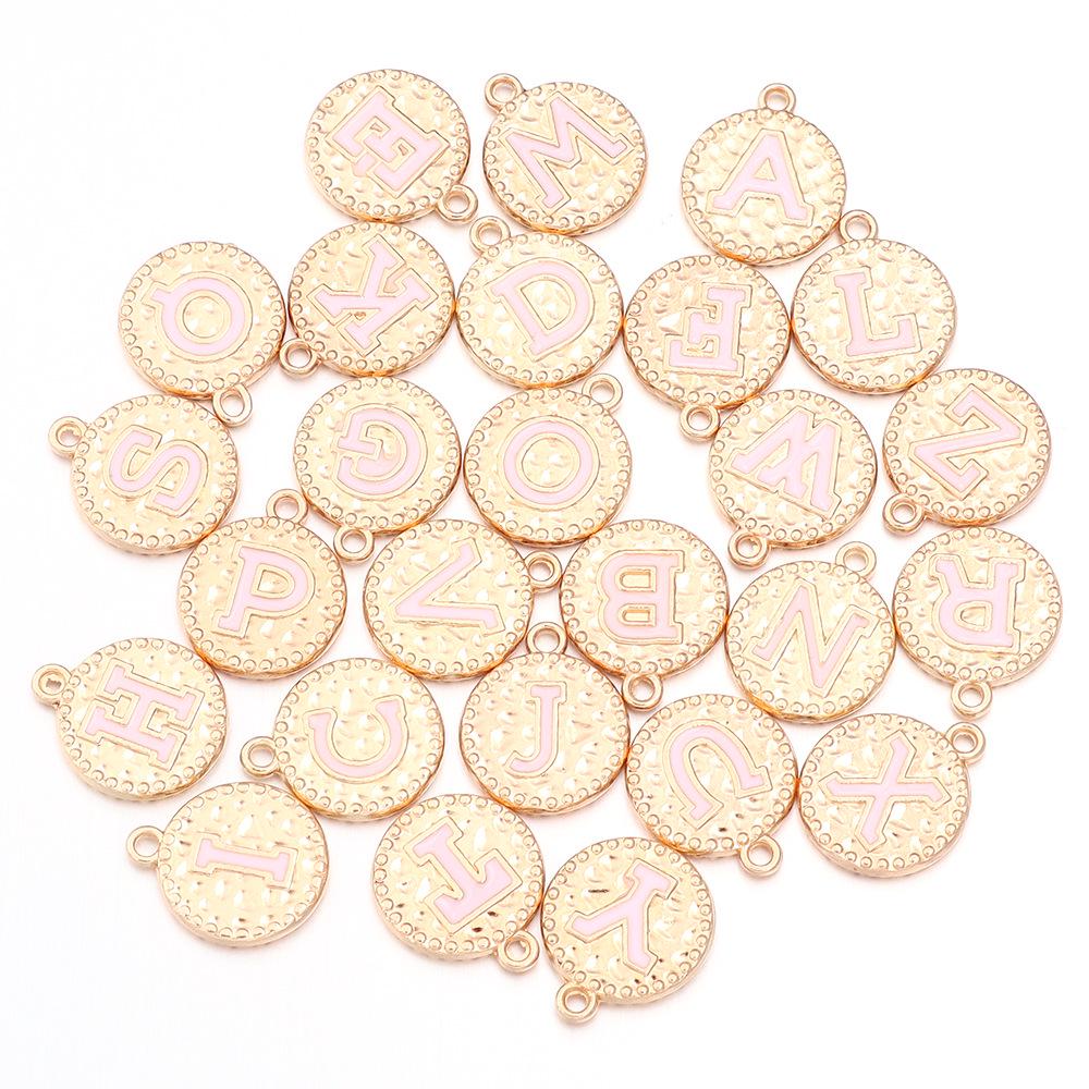 Legierung Doppelseitige Pfirsichherz Buchstaben Anhänger Halskette Schmuck, A-Z.