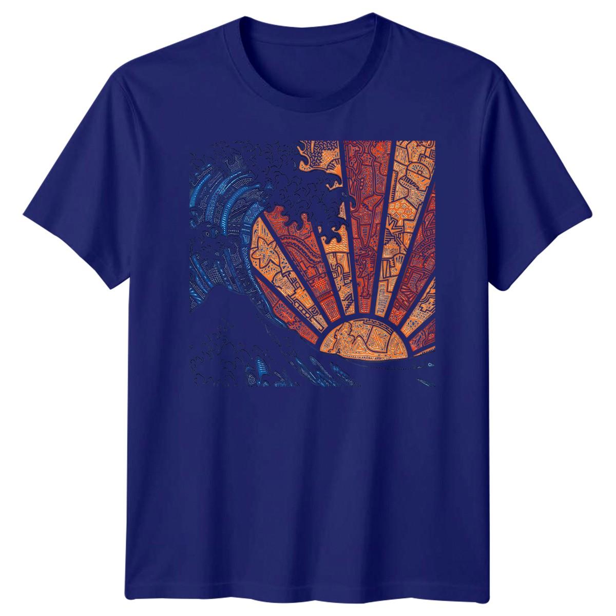 Волна Солнце Племенное Искусство Мужская Футболка Абстрактный Дизайн XL