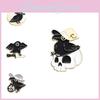 Unique Black Crow Skull Moon Design Cartoon Brooch For Trendy Punk Fashion Accessories