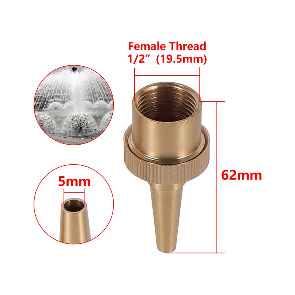 Adjustable Brass Straight Jet Fountain Nozzle 1/2" 3/4" 1" 1.5" Universal Sprinkler Garden Yard Landscape Water Column Ornaments