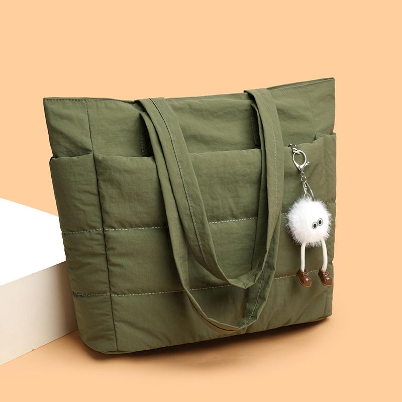 Women's Shoulder Bag Large Capacity Handbag Solid Color Commuter Bag