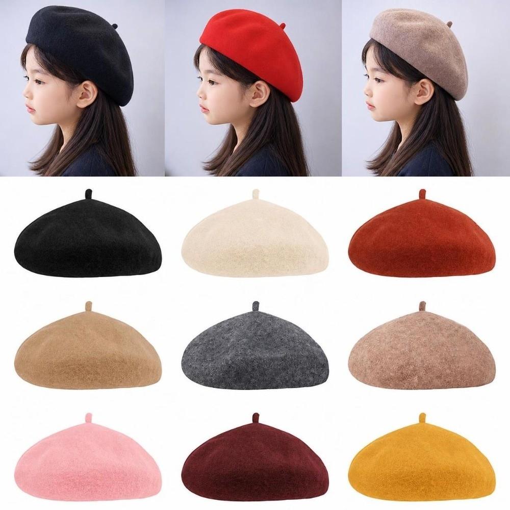 Woolen Warm Winter Kids Berets Solid Color Baby Pumpkin Cap Infant Winter Beanie  For Baby Girl