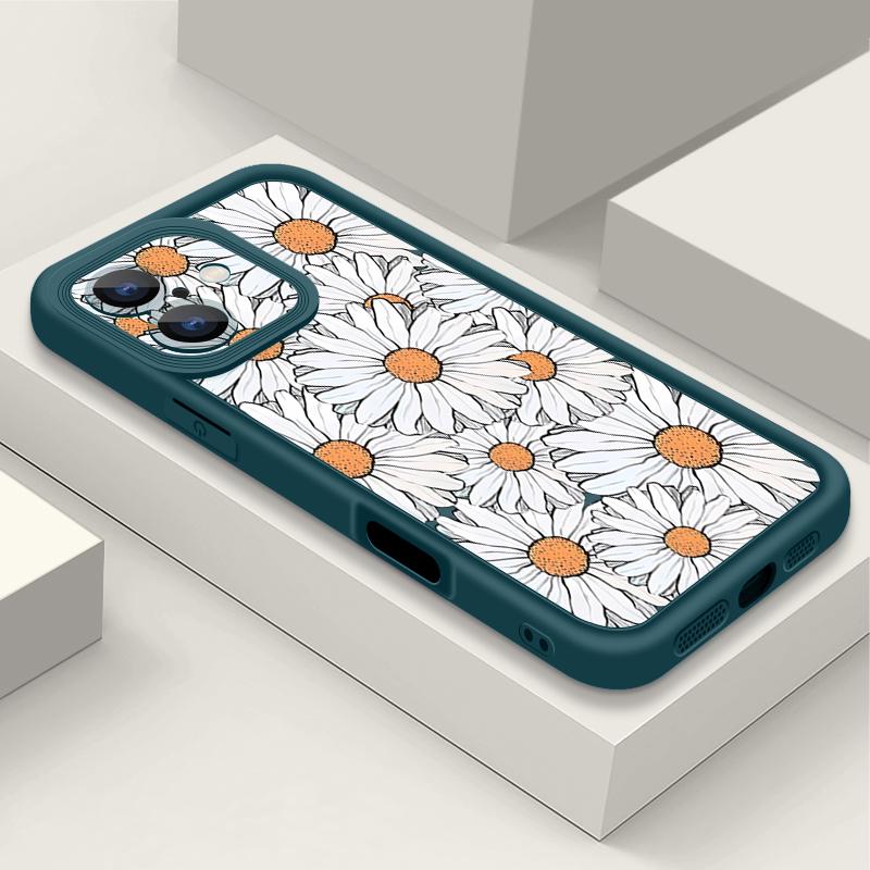 For iPhone 16 Pro Max Phone Case For iPhone 16e 15 14 13 12 Pro Max Plus 11 XR XS Flower Print Phone Case TPU Soft Shockproof Case Cover