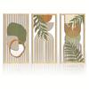 3Pcs/Set Wooden Crafts Home Decor Pendants Sage Green Abstract Wooden Wall Modern Artwork Neutral Wall Decor