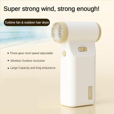 Handlicher Haartrockner Tragbarer Kleiner Ventilator USB Outdoor Kühlgerät Mini 3-stufiger Bürstenloser Motor Turbo-Ventilator