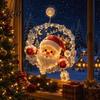 Christmas Wall Hanging Decor Suction Cup Window Light, 7.8-Inch Double-Layer Warm LED Party Ornament Battery Powered Light for Holiday Glass Windows,