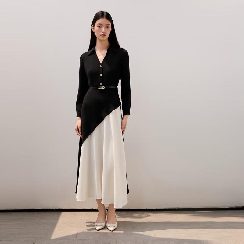 

ELLASSAY Diagonal Patchwork Long-Sleeve Dress L