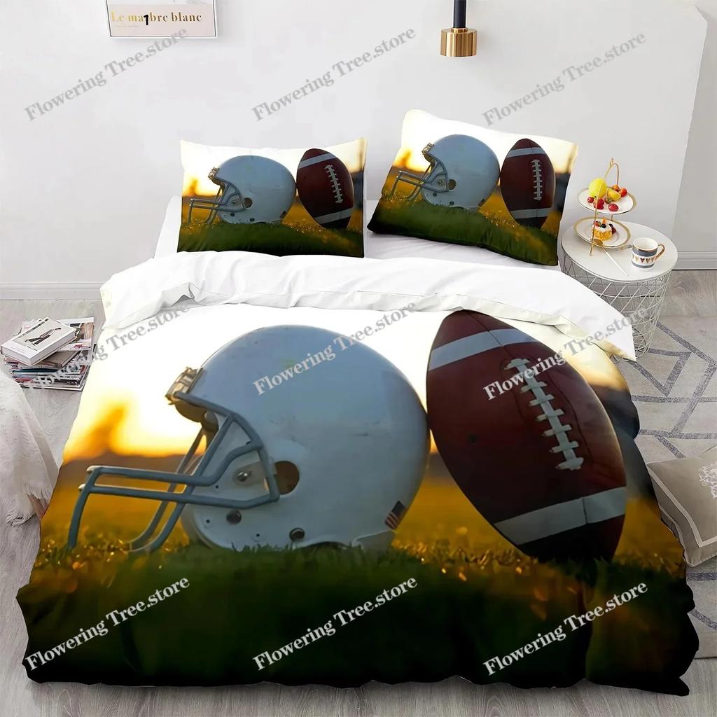 Football Duvet Cover For Boys Girls Burning Football Microfiber Sports Games Theme Soft King Size Quilt Cover