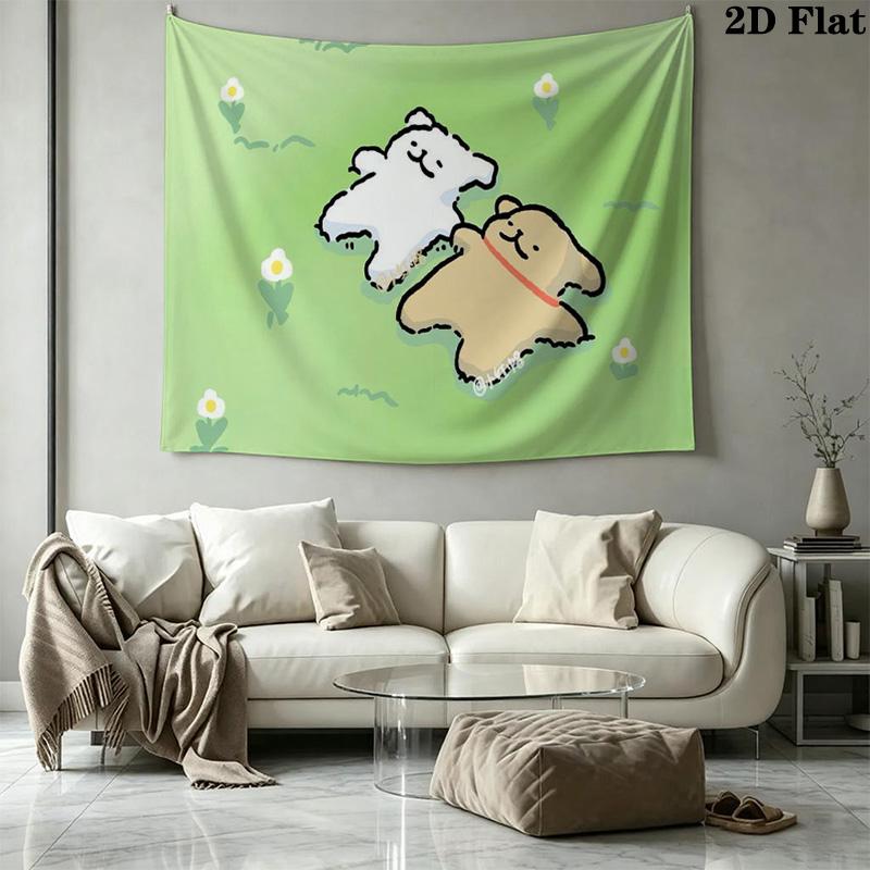Maltese and Golden Retriever Wall Tapestry Aesthetic Wall Hanging Printed Fabric Blanket Decorative Tapestries for Bedroom Living Room Home Decor