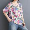 T-shirt damski letni duży rozmiar bawełniany T-shirt miękki luźny z nadrukiem casualowy wygodny wkładany T-shirt top