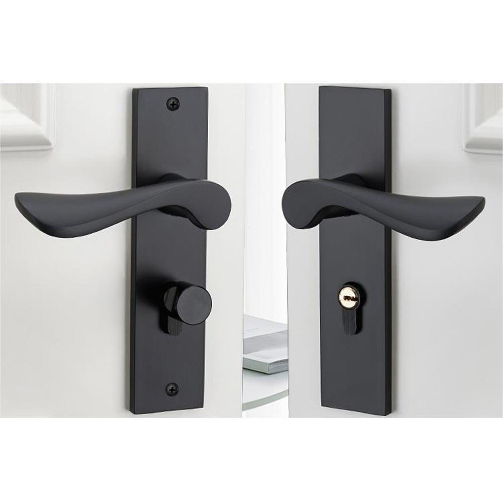 Black Finish Door Handle Complete Lock Set Door Lock Interior And Exterior Use And The Key Has Only Single Side