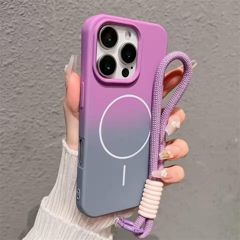 

Мягкий Жидкий Силиконовый Градиентный Цветной Магнитный Чехол Magsafe для 16 15 14 13 12 11 Pro Max Plus Противоударный Чехол со Шнурком iPhone 11 фиолетовый